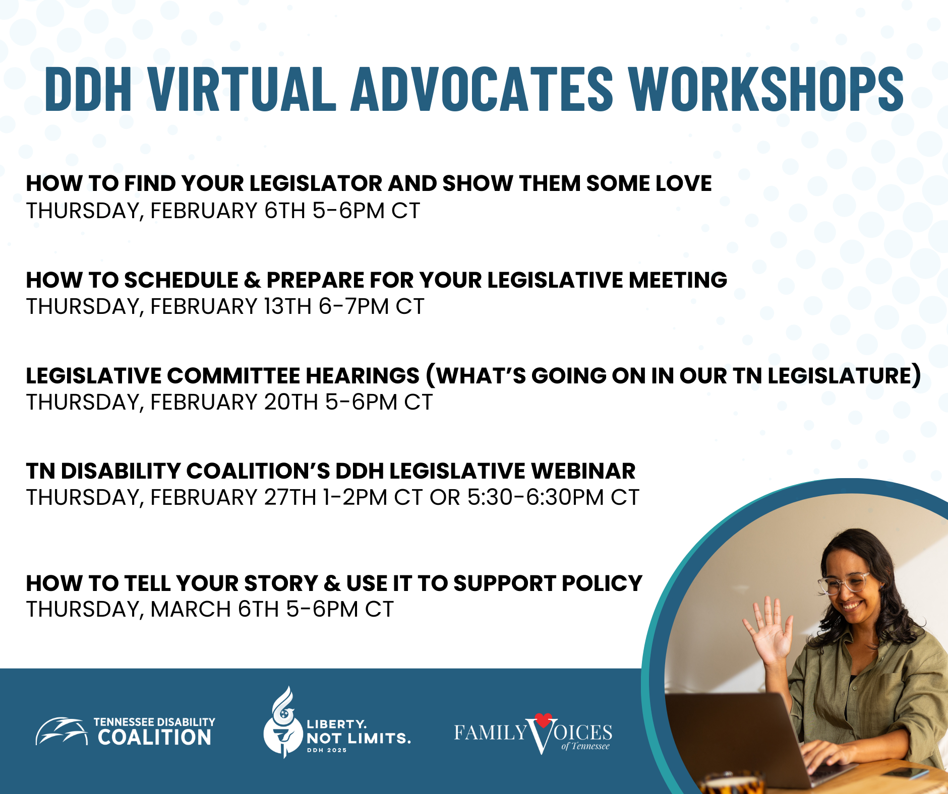 DDH Virtual Advocates Workshop Series Event Flyer